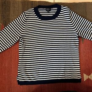 JCREW B&W STRIPED CASHMERE SWEATER - M